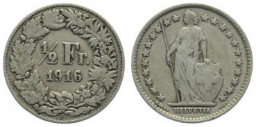 1/2 Franken 1916 B